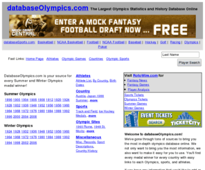 databaseolympics.com: databaseOlympics.com - Olympic results for all Winter and Summer Olympics
Olympic results for each athlete, sport, and country in
olympic history.