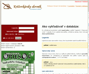 krizovkarskyslovnik.sk: Krížovkársky slovník ONLINE
Krížovkársky slovník ONLINE a ZADARMO!