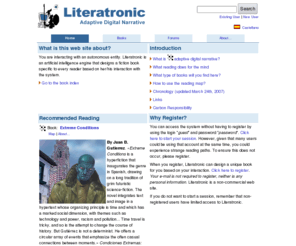 literatronic.org: LITERATRONICA
Literatrónica: Ficción para medios digitales / Literatronic: Fiction for Digital Media.