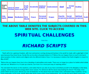richardscripts.com: SPIRITUAL CHALLENGES
Spiritual Challenges from the Richard Scripts.  Inspired messages for the present age.