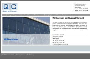 quadratconsult.com: QC Quadrat Consult Unternehmensberatungs GmbH Hagen
Unternehmensberatungsgesellschaft mit Sitz in Hagen. Neben den klassischen betriebswirtschaftlichen Leistungen werden speziell im Bereich der vorinsolvenzlichen Sanierungsberatung Analysen und Lösungen angeboten und auftragsbezogen begleitend umgesetzt. 