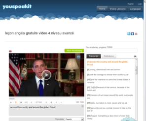 youspeakit.com: Apprendre l'anglais facilement avec des vidéos
Learn languages online with videos and double subtitling
Apprendre l'anglais en ligne facilement avec des vidéos et des sous-titres bilingues