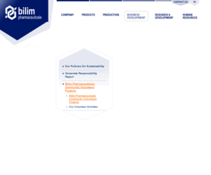 bilimpharmaceuticalsvolunteers.com: Bilim Pharmaceuticals  
					- Bilim Pharmaceuticals' Community Volunteers Projects 
					- Bilim Pharmaceuticals' Community Volunteers Projects
Corporate website of Bilim Pharmaceuticals, one of the first domestic 
pharmaceutical manufacturers in Turkey now growing both in the domestic and 
international arena