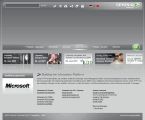 ecm-jetzt-richtig.com: Informationsplattform nscale: Enterprise Content Management, Dokumentenmanagemente | Ceyoniq Technology GmbH
Die Ceyoniq Technology GmbH ist ein Software-Hersteller fuer Enterprise Content Management, Dokumenten-Management und Archivierung.