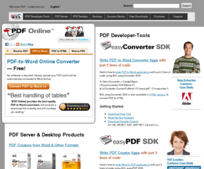 gov.vg: PDF Online - a free web-based PDF creation and conversion suite.
PDF Online is a set of free web-based PDF creation and conversion services, powered by our powerful PDF Development Toolkit (works with C++, ASP, .NET, Java, etc).