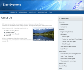 elavsystems.com: Elav Systems
Elav Systems LED Lighting - Engineering focus on renewable clean energy