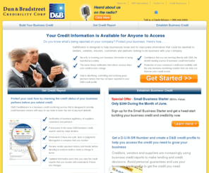 dnbcredibility.com: D&B Credit Solutions by Dun & Bradstreet Credibility Corp
Dun & Bradstreet Credibility Corp. is the leading provider of credit and credibility solutions for businesses.  We help businesses establish their credit with a D&B D-U-N-S Number, a unique nine-digit identification sequence used by the world's most influential standards-setting organizations and recognized, recommended and often required by global corporations, governments, industry and trade associations.