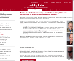 iec62366.com: Institut für IT im Gesundheitswesen: Usability Labor
Das Institut für IT im Gesundheitswesen hat sich auf die Fortbildung und Weiterbildung von Fach- und Führungskräften im Krankenhaus bzw. Gesundheitswesen spezialisiert. Es bietet das berufsbegleitende Masterstudium Informationstechnologien (IT) im Gesundheitswesen an.