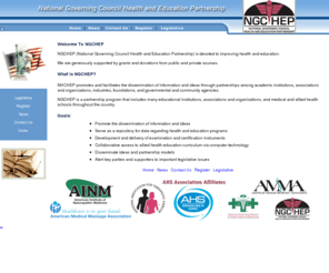 ngchep.org: National Governing Council Health and Education Partnership  promotes and facilitates the dissemination of information and ideas through partnerships among academic institutions, associations and organizations, industries, foundations, and governmental and community agencies.
National Governing Council Health and Education Partnership  promotes and facilitates the dissemination of information and ideas through partnerships among academic institutions, associations and organizations, industries, foundations, and governmental and community agencies.