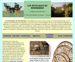 attelages-normandie.com: Attelages de Normandie - introduction
voitures hippomobiles pour tous les goûts: tradition, sport, loisir, harnais travail, harnais présentation sur mesure, lampes luxe pour toutes voitures