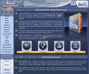4u2ges.com: Rapid Classified: ASP Online Classified Software Scripts
Rapid Classified: Online Classified Software solution for your online business. ASP Online Classified Ads Script is available for a Free Download. Build Classified in minutes