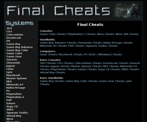 finalcheats.com: Final Cheats
Cheats and codes and tips for games.