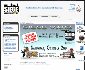 siegewarz.net: SIEGE - Warz Flyer
Southern Interactive Entertainment ans Game Expo - Video game development conference.