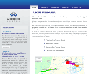 windarra.com: Windarra | Home
Windarra Minerals Ltd. has been in the business of exploring for mineral deposits, primarily gold, for over 35 years.