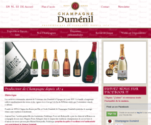 champagne-dumenil.com: Champagne Duménil - Premier Cru
Champagne Duménil, récoltant-manipulant à Chigny-les-Roses depuis 1874. Terroir Premier Cru au coeur de la Montagne de Reims. Accueil à la propriété, dégustation commentée de nos cuvées. Notre gamme : Brut Premier Cru, Brut Prestige, Brut Millésimé 2000, Brut Nature Millésimé 2002 (zero dosage), Brut Rosé, Demi-Sec. Viticulture raisonnée, sélection des jus de première presse (cuvée), long vieillissement sur lattes (3 à 4 ans pour les non millésimés, 7 ans pour le millésimé). Nombreuses médailles au concours des vins de la propriété et concours des vignerons indépendants. Référencé dans le Guide hachette, la revue du vin de France.