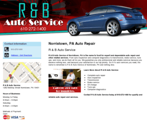 randbautorepair.com: Auto Repair Norristown, PA - R & B Auto Service
R & B Auto Service provides auto repair to Norristown, PA. Call 610-272-1400 for inquiries.