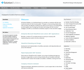 solutionbuildersllc.com: Solution Builders LLC - SharePoint Design and Development
Solution Builders is focused on SharePoint Design and Development.
