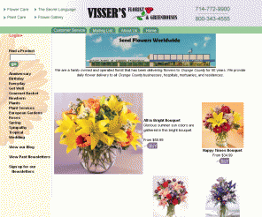 vissersflowers.com: Vissers Florist in Orange County
Visser's Florist, in Orange County, CA. Have your flowers hand delivered by a real florist in Orange County. Our Orange County florist offers same day flower delivery throughout Orange County.