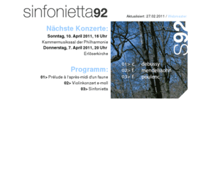 sinfonietta92.org: Sinfonietta 92
Das Berliner Kammerorchester Sinfonietta 92 e.V. stellt sich vor.