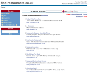 find-restaurants.co.uk: restaurants at find-restaurants.co.uk, The UK restaurants guide
The UK restaurants guide. Read restaurants news and articles