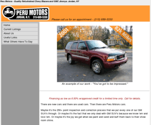 peru-motors.com: Peru Motors, Quality Refurbished Chevy Blazers and GMC Jimmys. Jordan, NY
