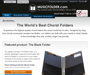 theblackfolder.net: MUSICFOLDER.com - The world's best choral folders. Since 1993.
Perform better with the world's best choral music folders. Our product line includes The Black Folder, Choralex Compact, RingBinder and Band & Orchestra music folders.