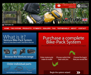 ventura-bike.co.uk: Motorcycle luggage systems, seat bags, panniers, tank bags and rucksacks, light guards, handlebars, bike paddock stands, ATV mud flaps and bull bars | Ventura
Ventura, bike pack luggage systems, motorcycle seat bags, panniers, tank bags and rucksacks, light guards, handlebars, paddock stands and ATV mud flaps and bull bars.