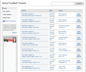 armyfootballtickets.com: Army Football Tickets | ArmyFootballTickets.com
How to get Army Football tickets. Find cheap tickets, premium tickets, ticket auctions, and more.