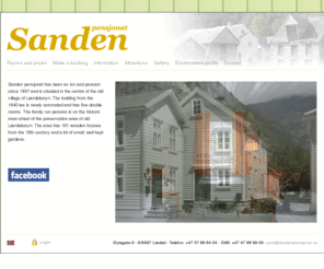 sandenpensjonat.no: SANDEN Pensjonat Lærdalsøyri - Bed and Breakfast Lærdal
Sanden pensjonat ønskjer deg velkomen til vakre Lærdalsøyri ved Sognefjorden. Midt imellom dei fargerike, gamle trehusa har vi her på Sanden oppgradert huset, slik at du som vår gjest skal få eit triveleg og personleg overnattingstilbod. Pensjonatet har no tre gjesterom med eigne baderom og fire gjesterom som deler eitt bad på gangen. I fyrste etasje har vi  frukostrom/salong og resepsjon. Både feriehuset og pensjonatet er innreia med ein blanding av gamle arvestykker, kunst og moderne utstyr.