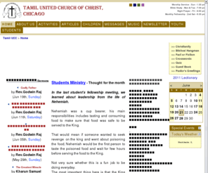 ucctamilchurch.com: Tamil Church, Chicago (Tamil UCC)
Tamil United Church of Christ was formed with the intention of serving the spiritual needs of the Tamil and South Indian Community around Chicago