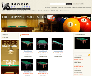 bankinbilliardsllc.com: Pool Tables, Billiard Tables, and more. Austin Texas
Bankin Billiards is a wholesaler of high-end Furniture Style Pool Tables. We sell directly to the public, thereby eliminating the Distributor and the Retailer. This allows us to give you, the Customer, an excellent product for less money.