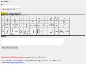 pastemath.com: Math pastebin
PasteMath - Paste bin for mathematical formulas