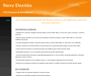 srpg.com: Dorritie - Home
An accomplished professional with 20 years of diverse and significant commercial real estate experience. PROFESSIONAL SUMMARY• Originated and underwrote mortgage financings totaling in excess of $500 million (i.e. fixed, float, hybrid, construction, const-