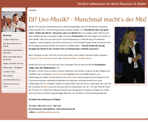 dj-bernd-baumann.de: DJ? Live-Musik? - Manchmal macht´s der Mix!
Website Duo Bernd Baumann & Sibylle, DJ - Akkordeonspieler - Alleinunterhalter Bernd Baumann