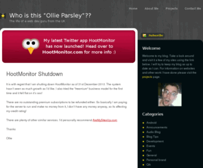 hootmonitor.com: Who is this “Ollie Parsley”?? » HootMonitor Shutdown
Who is this “Ollie Parsley”?? - The life of a web dev guru from the UK