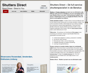 shuttersdirect.nl: Shutters en Houten jaloezieen "All Inclusive Aanbieding" Van Shutters Direct
Gratis inmeten en monteren - Interieur Shutters, Houten Jaloezieen en Tijdelijke Blinds zonder extra kosten - Benelux en daarbuiten > 

<meta name=