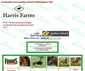 harrisfarms.com: Thoroughbred Racehorses at Harris Farms
Thoroughbreds at Harris Farms-Horse Division, a perennial leader in the California thoroughbred industry, is now making a national impact with their 450 acres of full service thoroughbred facilities.