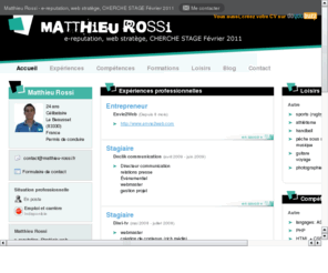 matthieu-rossi.com: Matthieu Rossi
Portfolio Matthieu Rossi, Web 2.0, stratgie web, intelligence conomique