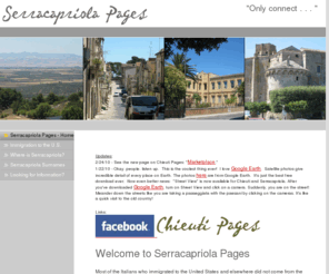 serracapriola-pages.com: Serracapriola Pages - Home - Serracapriola Pages
A place where visitors can connect with their Serracapriola ancestry as well as each other. Genealogy resources, links, photos.