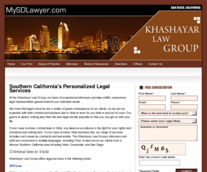 mysdlawyer.com: Vista Criminal Law and Business Laws | Khashayar Law Group
The Khashayar Law group is experienced in criminal, business, personal injury, and real estate laws in Vista, Oceanside, San Diego and California State.