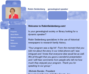 robinseidenberg.com: Robin Seidenberg   genealogical speaker
Robin Seidenberg, genealogical speaker, researched family scandal Chicago 1920s.