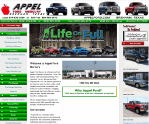 lagrangefordmercurystore.com: Appel Ford Mercury Home Page
Appel Ford Mercury, a full service New and Used Car Ford Dealer in Brenham, Texas