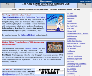 imayberry.com: The Andy Griffith Show Rerun Watchers Club
The Andy Griffith Show Rerun Watchers Club is your one stop location for anything to do with The Andy Griffith Show, Mayberry,NC, and the cast and crew of TAGS. 