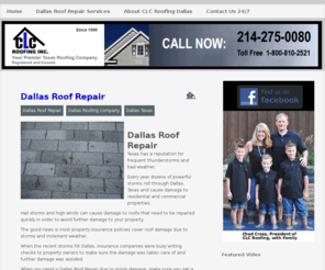 roofrepairdallastx.com: Roof Repair Dallas TX | Dallas Roof Repairs | 214-275-0080
Need Roof Repair Dallas Texas?  Expert Dallas Roof Repair and replacement.  Call CLC ROOFING now!