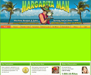 themargaritaman.net: The Margarita Man Margarita Machine Rentals
Serving SoCal Frozen Drinks since 1999. Machine rentals as low as $39 per day! Frozen Drinks On Tap?! Man-O-Margarita Man, What a Party!