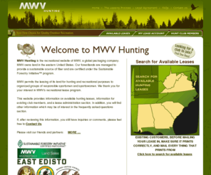 mwvhunting.com: MWV Hunting - Outdoor Recreation, Hunting Leases, Forestland Leases, Hunt Clubs
MeadWestvacoHunting.com is your first choice for hunting leases in AL, GA, SC, VA, WV.