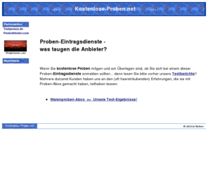 kostenlose-proben.net: Kostenlose Proben - Infos und Tests bei produkttester.com
Kostenlose Proben - Infos und Tests bei produkttester.com