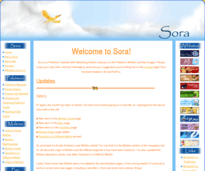 sora.net.au: Sora.net.au - a website featuring Moltres, Pokémon articles and free images. - Home
Sora is a new  Pokémon website with interesting articles, features on the Pokémon Moltres and free images. 