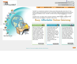 teachmeit.com: Online training - online IT courses by TeachMeIT
A comprehensive repository of online training for computer fundamentals, online IT training, online computer training, java, web designs, certifications, online courses and many more