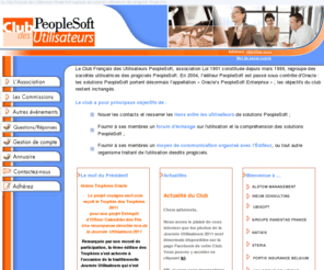 club-peoplesoft.fr: PeopleSoft, Utilisateurs PeopleSoft - Club Peoplesoft
Peoplesoft, association française des utilisateurs Peoplesoft